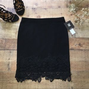 💫iZ BYER Black Pencil Skirt w/ Crochet Detailing
